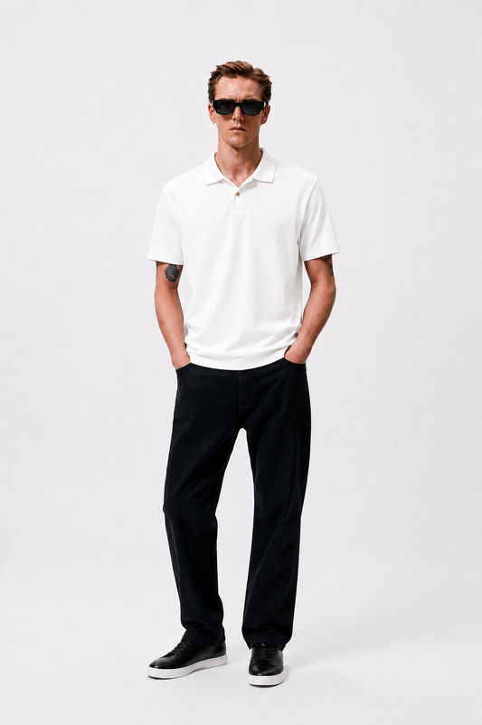 White Cotton Lycra Polo