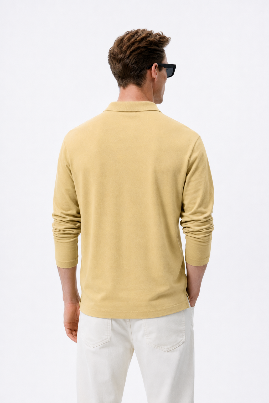 Yellow Cotton Lycra Full Sleeve Polo