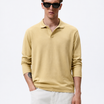 Yellow Cotton Lycra Full Sleeve Polo