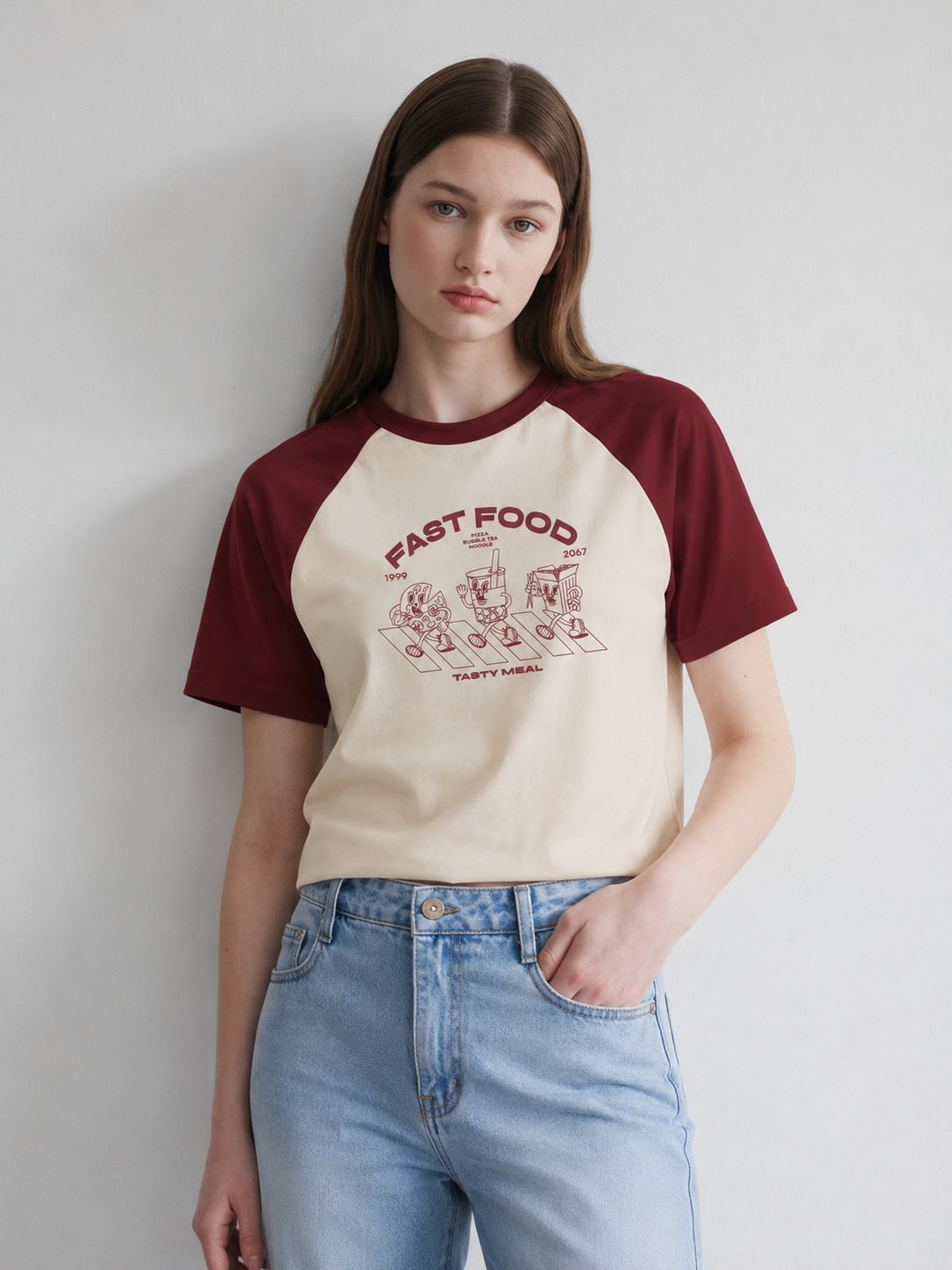 Street Bites Raglan Tee Beige