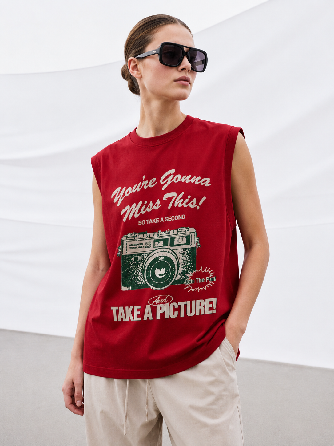 Take Picture Tank Tees Red