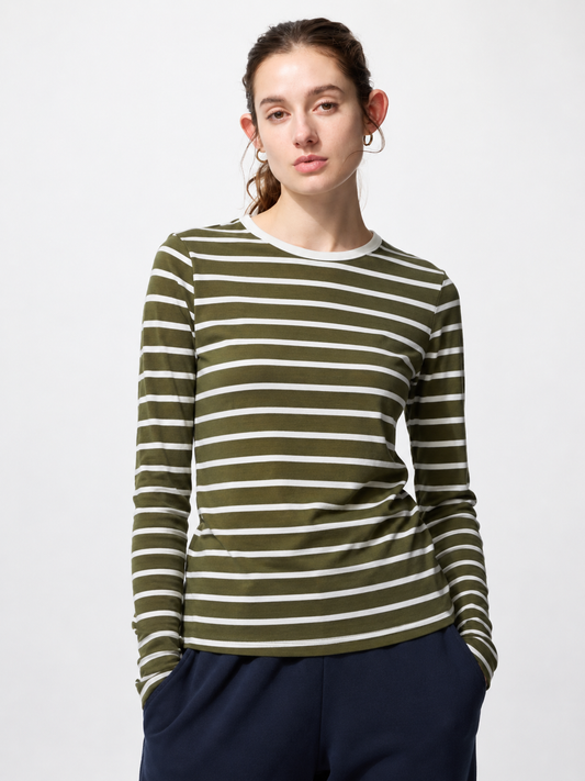 Olive Stripe Full Sleeve Tee