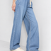 Cotton Denim Wide Leg Joggers Mid Blue