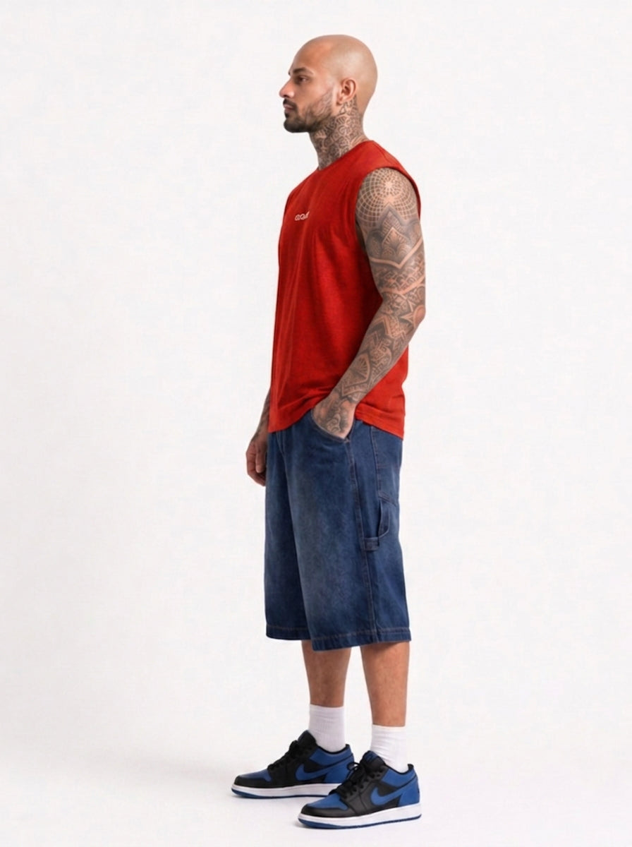 Cool Bee Men Tank Tees Red for Men - Red Tank Top Gym Casual India - Lifestyle View