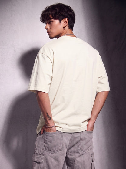 Cool Bee Urban Nomad Tee White for Men - White Oversized Graphic Tee Streetwear India - Back View