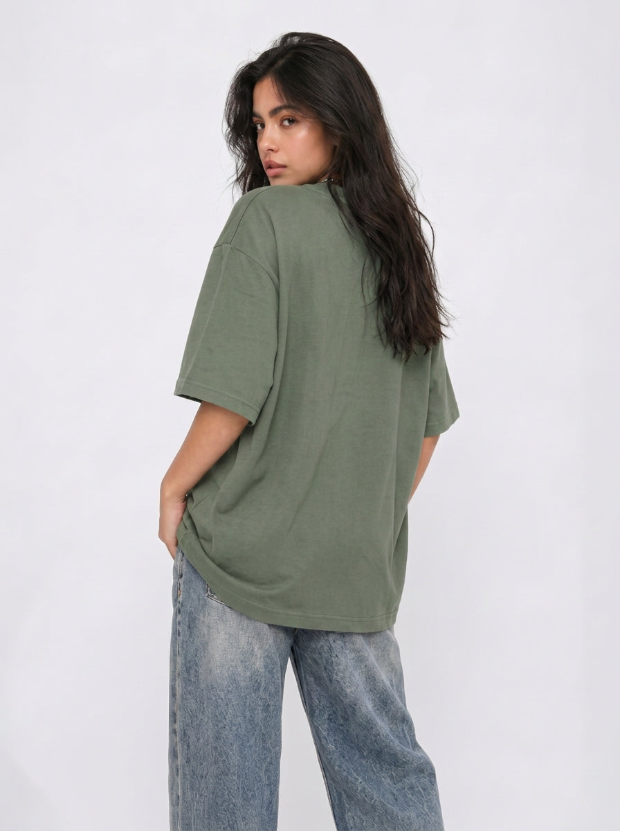 Cool Bee Indigo Viper Tee Green for Women - Green Oversized Graphic Tee Streetwear India - Detail View