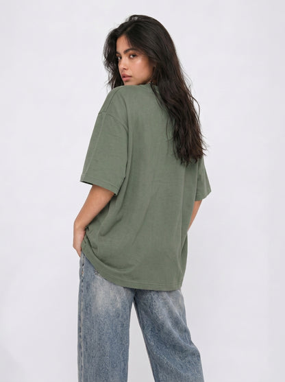 Cool Bee Indigo Viper Tee Green for Women - Green Oversized Graphic Tee Streetwear India - Detail View