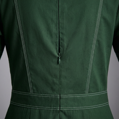 Sculptural Contrast Midi Dress – Olive Green | Cool Bee