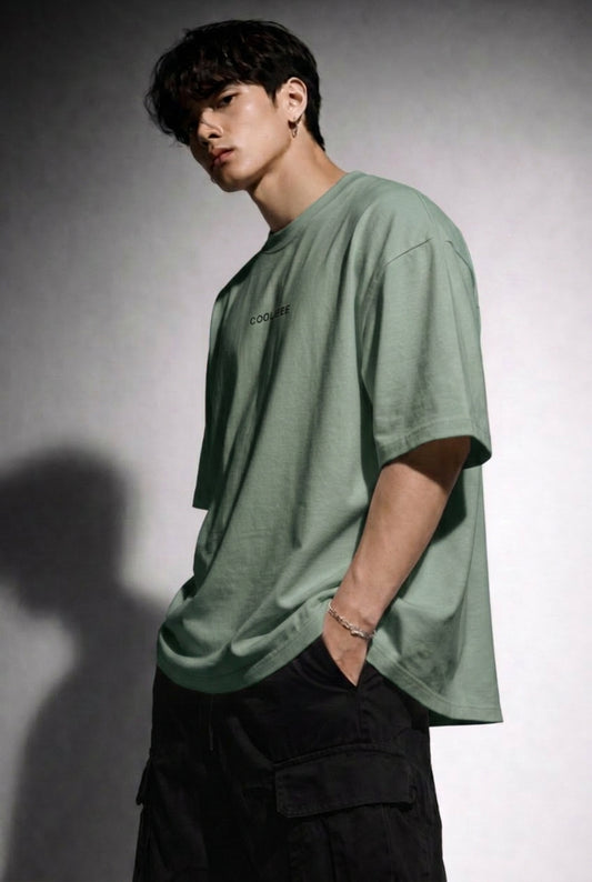 Cool Bee Perspective Graphic Tee Green for Men - Green Oversized Graphic Tee Streetwear India - Back View