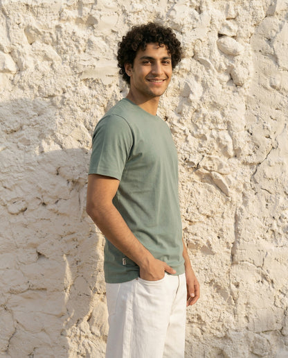 Cool Bee Essential Cotton Crew Neck T-Shirt Light Green for Men - Light Green Regular Fit Tee India - Lifestyle View