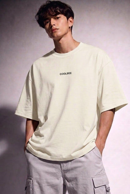 Cool Bee Cubist Bloom Oversize Tee White for Men - White Oversized Graphic Tee Streetwear India - Lifestyle View