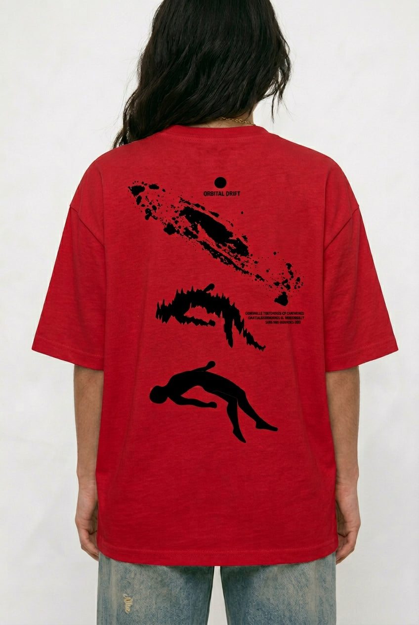 Cool Bee Orbital Drift Tee Red for Women - Oversized Graphic Tee Streetwear India - Lifestyle View