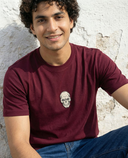 Cool Bee Essential Cotton Crew Neck T-Shirt Maroon for Men - Maroon Regular Fit Tee India