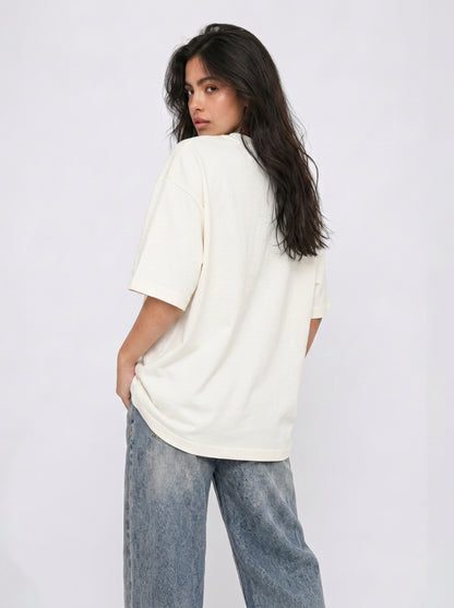 Cool Bee Retro Bud Tee White for Women - White Oversized Graphic Tee Streetwear India - Detail View