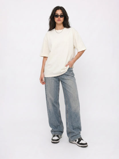 Cool Bee Rose Coil Tee White for Women - White Oversized Graphic Tee Streetwear India - Lifestyle View
