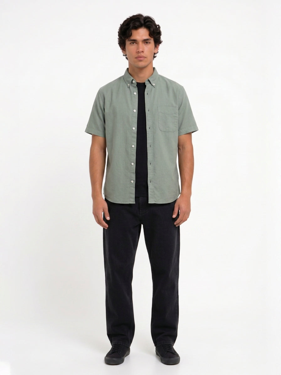 Cool Bee Oxford Casual Half Shirt Green for Men - Premium Half Sleeve Casual Shirt India - Lifestyle View