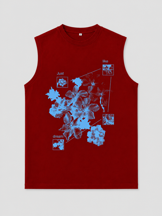 Azure Flora Tank Tees Red