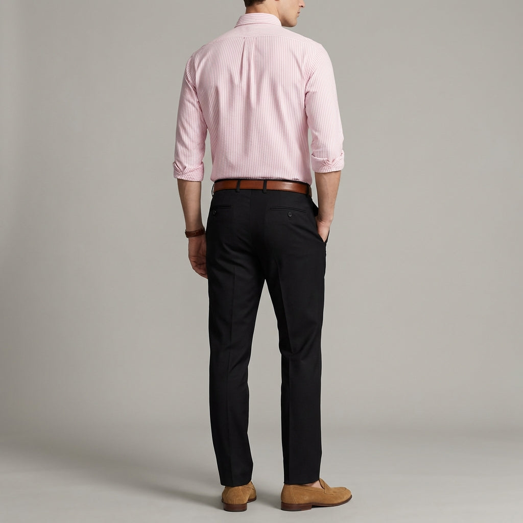 Super Premium Slim Fit Pink Striped Oxford Shirt