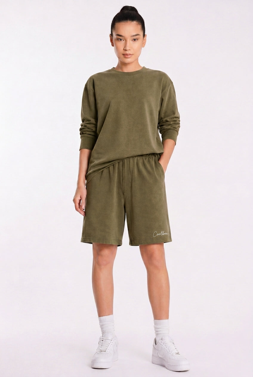 Cool Bee Regular Fit Shorts Olive green for Women - Olive green Regular Fit Casual Shorts India - Detail View