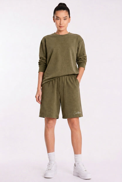 Cool Bee Regular Fit Shorts Olive green for Women - Olive green Regular Fit Casual Shorts India - Detail View
