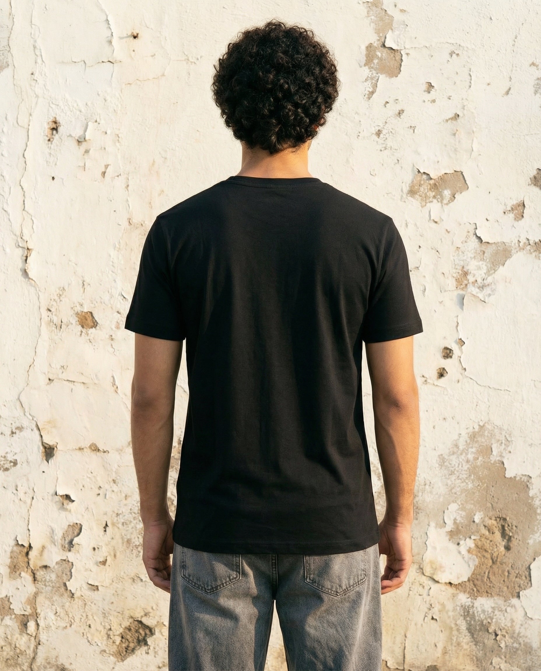 Cool Bee Essential Cotton Crew Neck T-Shirt Black for Men - Black Regular Fit Tee India - Lifestyle View