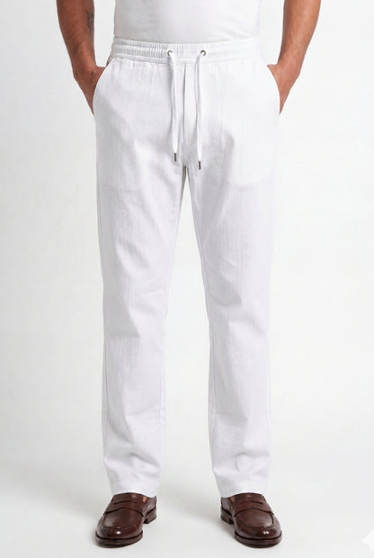Cool Bee Linen Travel Pants White for Men - White Linen Travel Pants Lightweight India