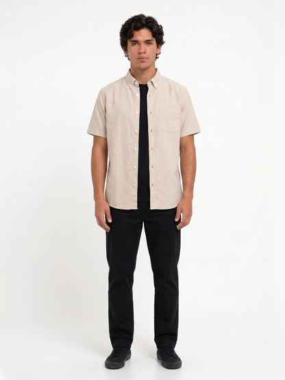 Cool Bee Oxford Casual Half Shirt Beige for Men - Premium Half Sleeve Casual Shirt India - Lifestyle View